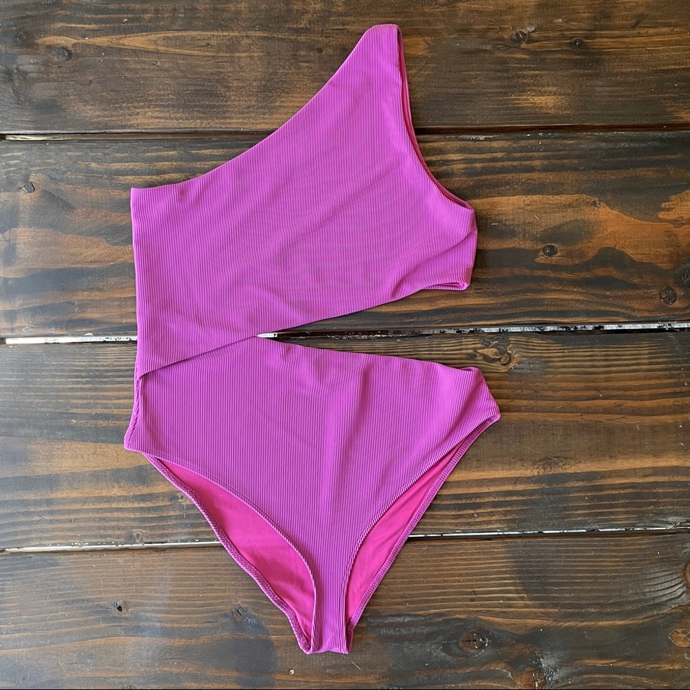 Beach Riot One-Shoulder One-Piece Swimsuit in Magenta - Picture 1 of 4